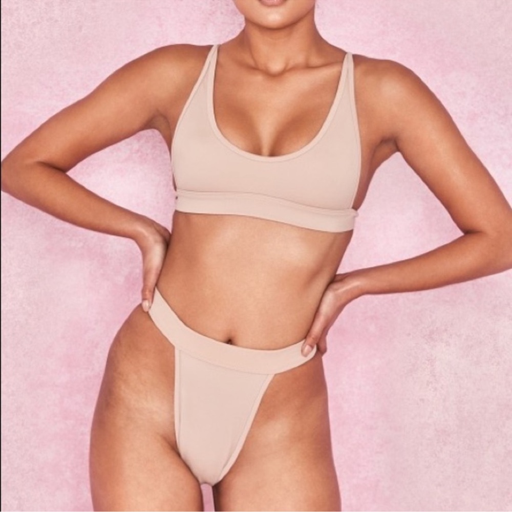 NWT House of CB Kauai High Leg Bikini Set in Nude Medium